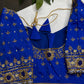 Blue  Silk Maggam Aari Pearl Work Blouse - 