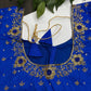 Blue  Silk Maggam Aari Pearl Work Blouse - 