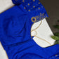 Blue  Silk Maggam Aari Pearl Work Blouse - 