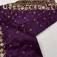 Purple Net Silk Maggam Aari Pearl Work Blouse - 