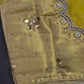 Golden Tissue Silk Maggam Aari Pearl Work Blouse - 