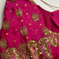 Dholki Pattern Pink Silk Maggam Aari Work Blouse - 