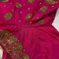 Dholki Pattern Pink Silk Maggam Aari Work Blouse - 