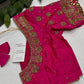 Dholki Pattern Pink Silk Maggam Aari Work Blouse - 