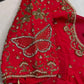 Butterfly Pattern Pink Silk Maggam Aari Pearl Work Blouse - 