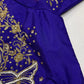 Butterfly Pattern Blue Silk Maggam Aari Pearl Work Blouse - 