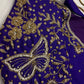 Butterfly Pattern Blue Silk Maggam Aari Pearl Work Blouse - 