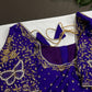Butterfly Pattern Blue Silk Maggam Aari Pearl Work Blouse - 
