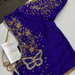 Butterfly Pattern Blue Silk Maggam Aari Pearl Work Blouse - 