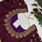 Dholki Pattern Purple Silk Maggam Aari  Work Blouse - 