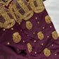 Dholki Pattern Purple Silk Maggam Aari  Work Blouse - 