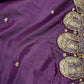 Dholki Pattern Purple Silk Maggam Aari  Work Blouse - 