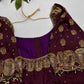 Dholki Pattern Purple Silk Maggam Aari  Work Blouse - 