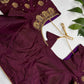 Dholki Pattern Purple Silk Maggam Aari  Work Blouse - 
