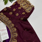 Dholki Pattern Purple Silk Maggam Aari  Work Blouse - 