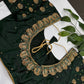 Dholki Pattern Green Silk Maggam Aari  Work Blouse - 