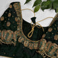 Dholki Pattern Green Silk Maggam Aari  Work Blouse - 