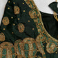 Dholki Pattern Green Silk Maggam Aari  Work Blouse - 