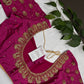 Dholki Pattern Magenta Silk Maggam Aari Work Blouse - 