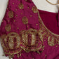 Dholki Pattern Magenta Silk Maggam Aari Work Blouse - 