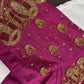 Dholki Pattern Magenta Silk Maggam Aari Work Blouse - 
