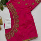 Dholki Pattern Pink Silk Maggam Aari Work Blouse - 