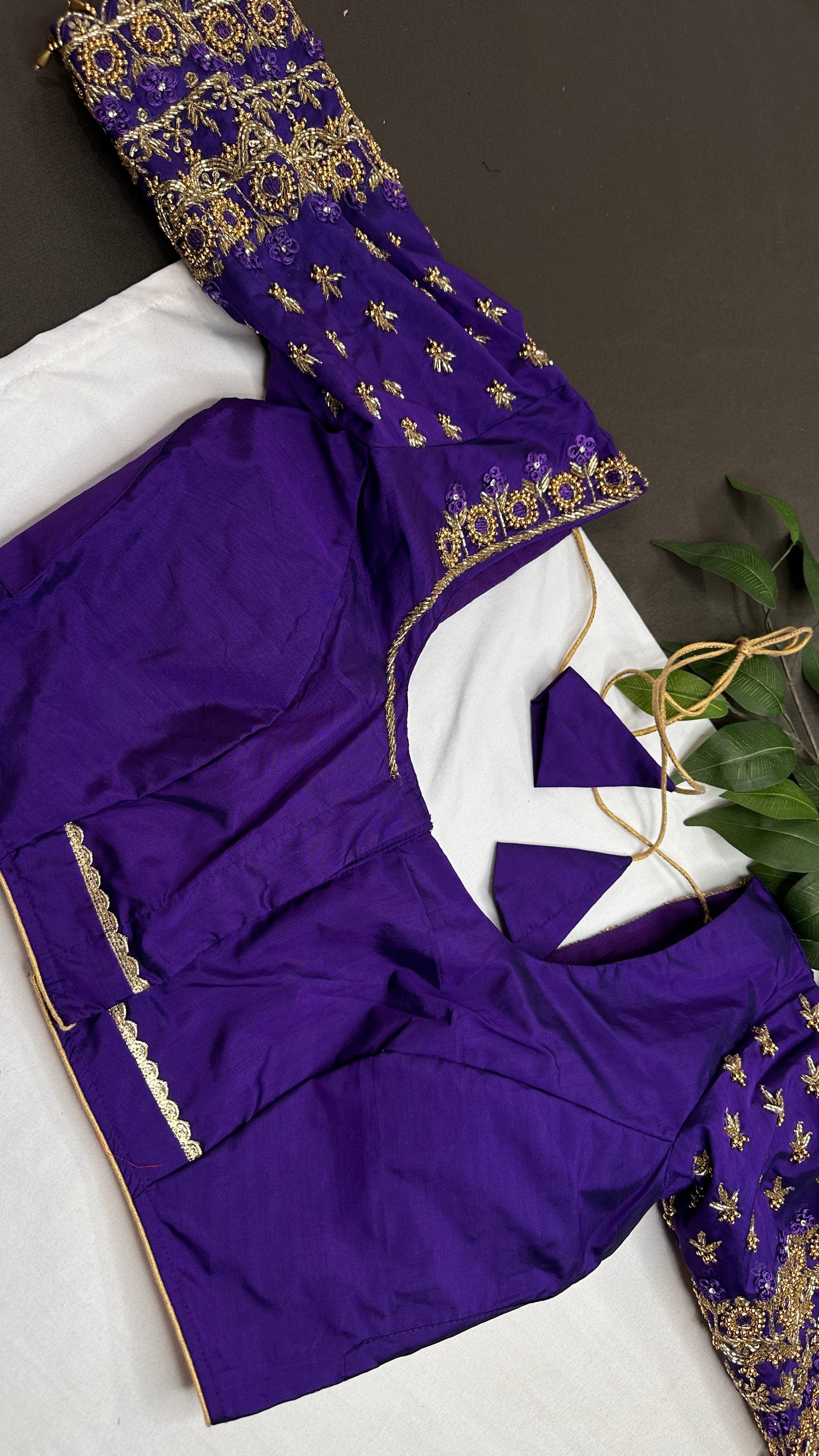 Purple Silk Maggam Aari Work Blouse - 
