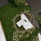 Butterfly Pattern Green Silk Maggam Aari Pearl Work Blouse - 