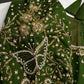 Butterfly Pattern Green Silk Maggam Aari Pearl Work Blouse - 