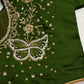 Butterfly Pattern Green Silk Maggam Aari Pearl Work Blouse - 