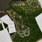 Butterfly Pattern Green Silk Maggam Aari Pearl Work Blouse - 