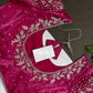Crepe Pink  Silk Silver Pearl Work Blouse - 