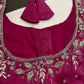 Crepe Pink  Silk Silver Pearl Work Blouse - 