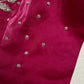Crepe Pink  Silk Silver Pearl Work Blouse - 