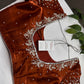 Crepe Brown Silver Pearl Work Blouse - 