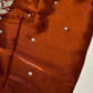 Crepe Brown Silver Pearl Work Blouse - 