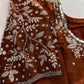 Crepe Brown Silver Pearl Work Blouse - 