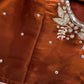 Crepe Brown Silver Pearl Work Blouse - 