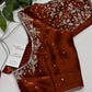 Crepe Brown Silver Pearl Work Blouse - 