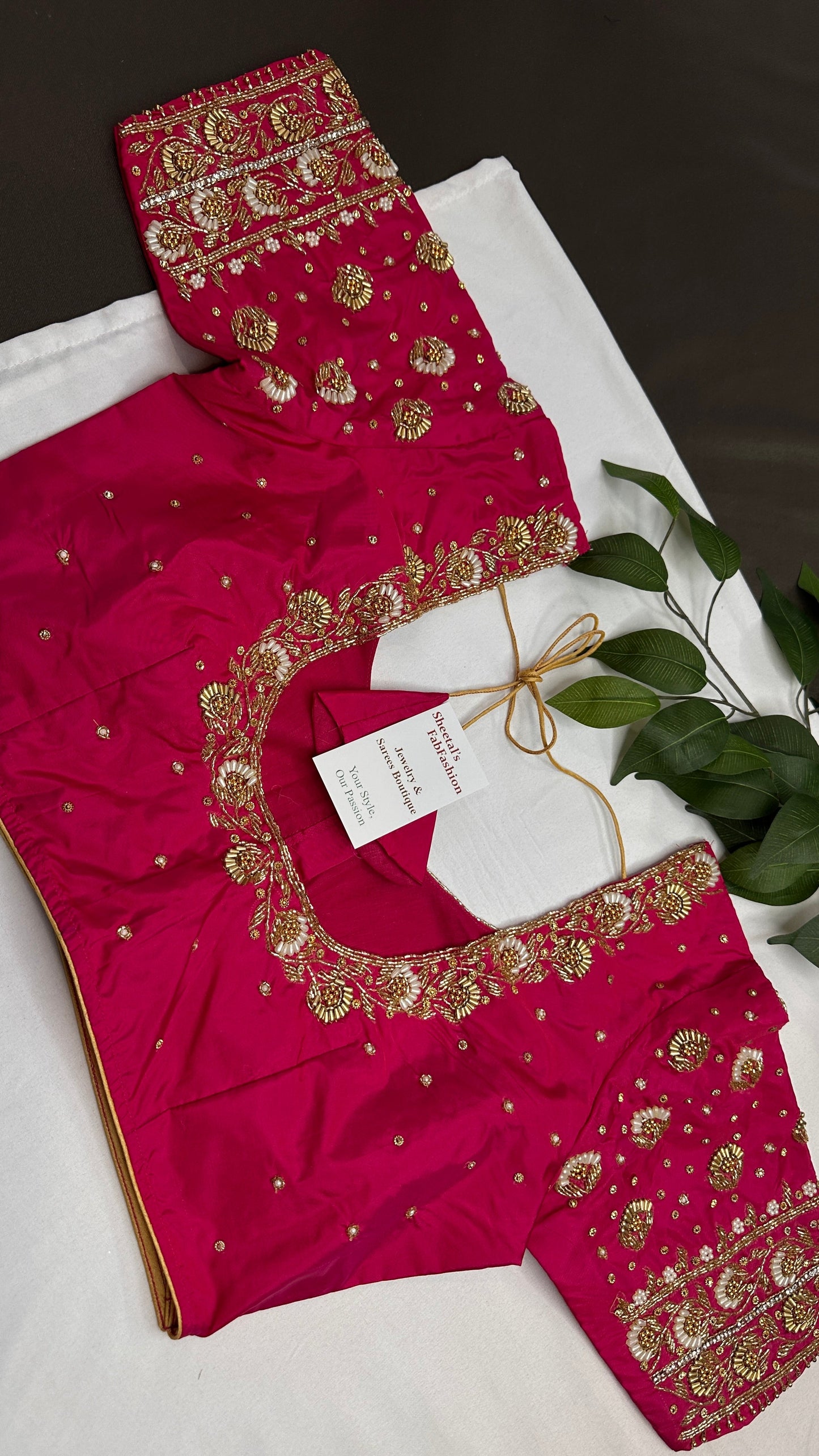Pink Pearl Kardana Silk Maggam Aari Blouse - 