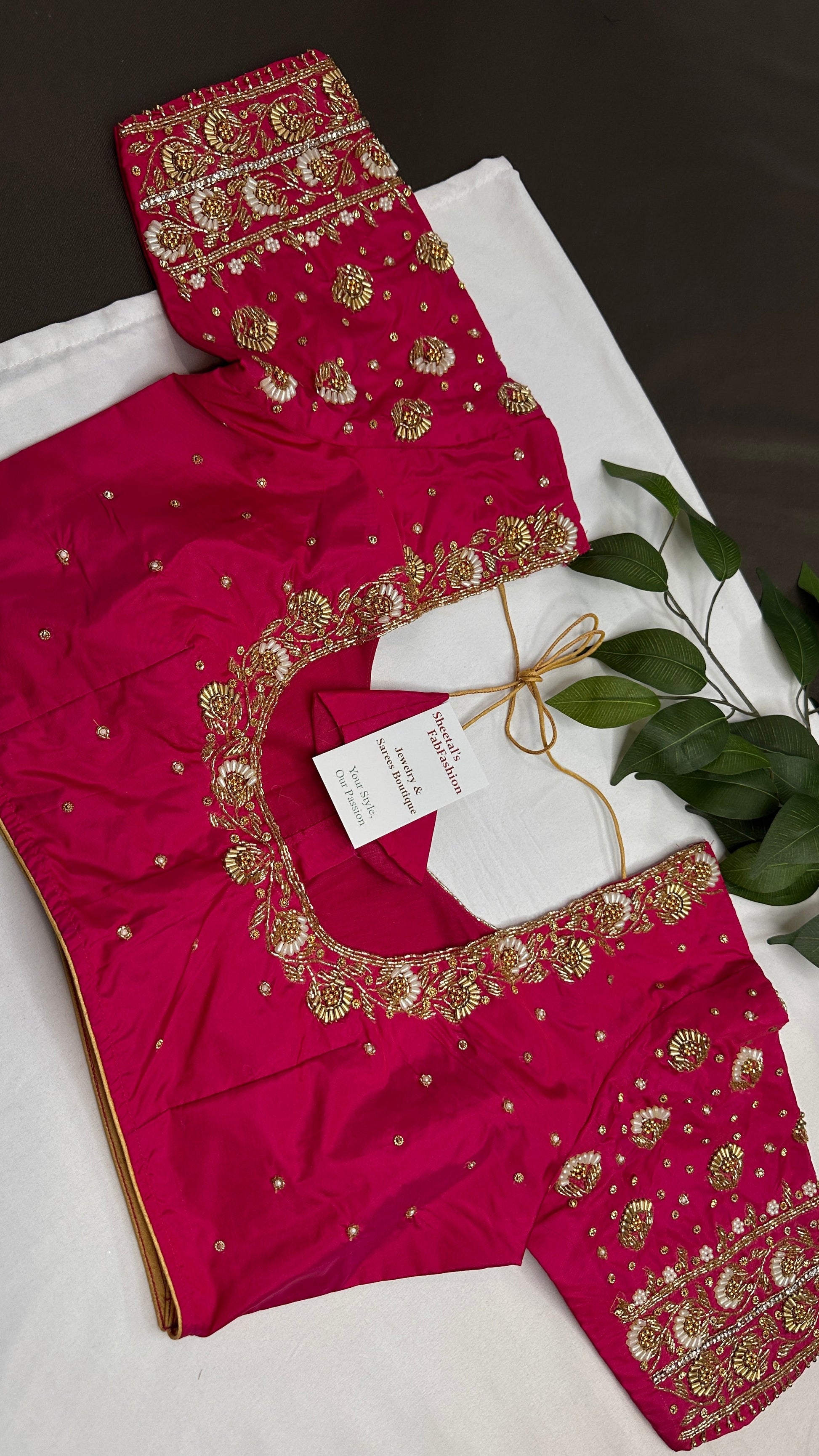 Pink Pearl Kardana Silk Maggam Aari Blouse - 
