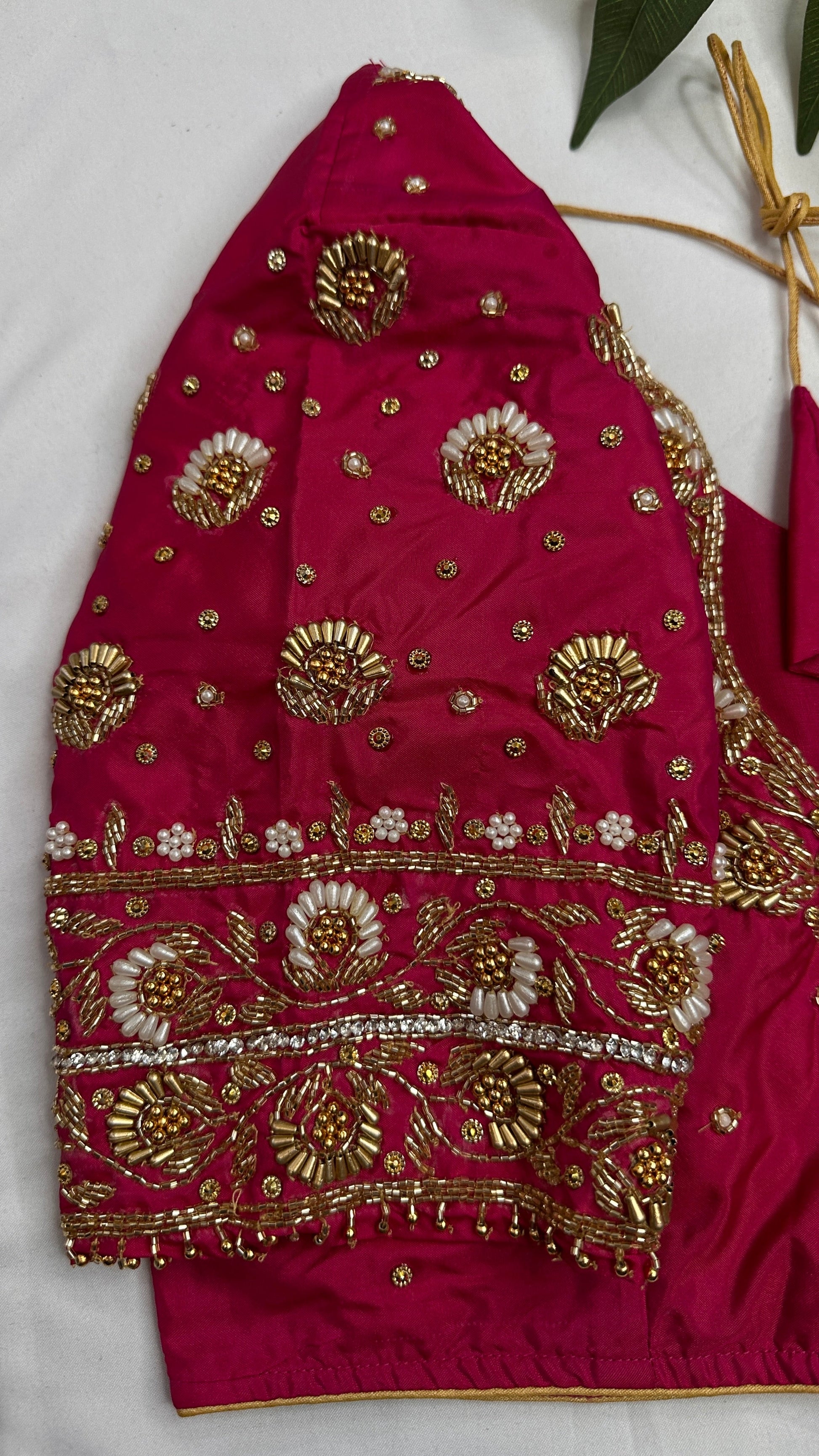 Pink Pearl Kardana Silk Maggam Aari Blouse - 