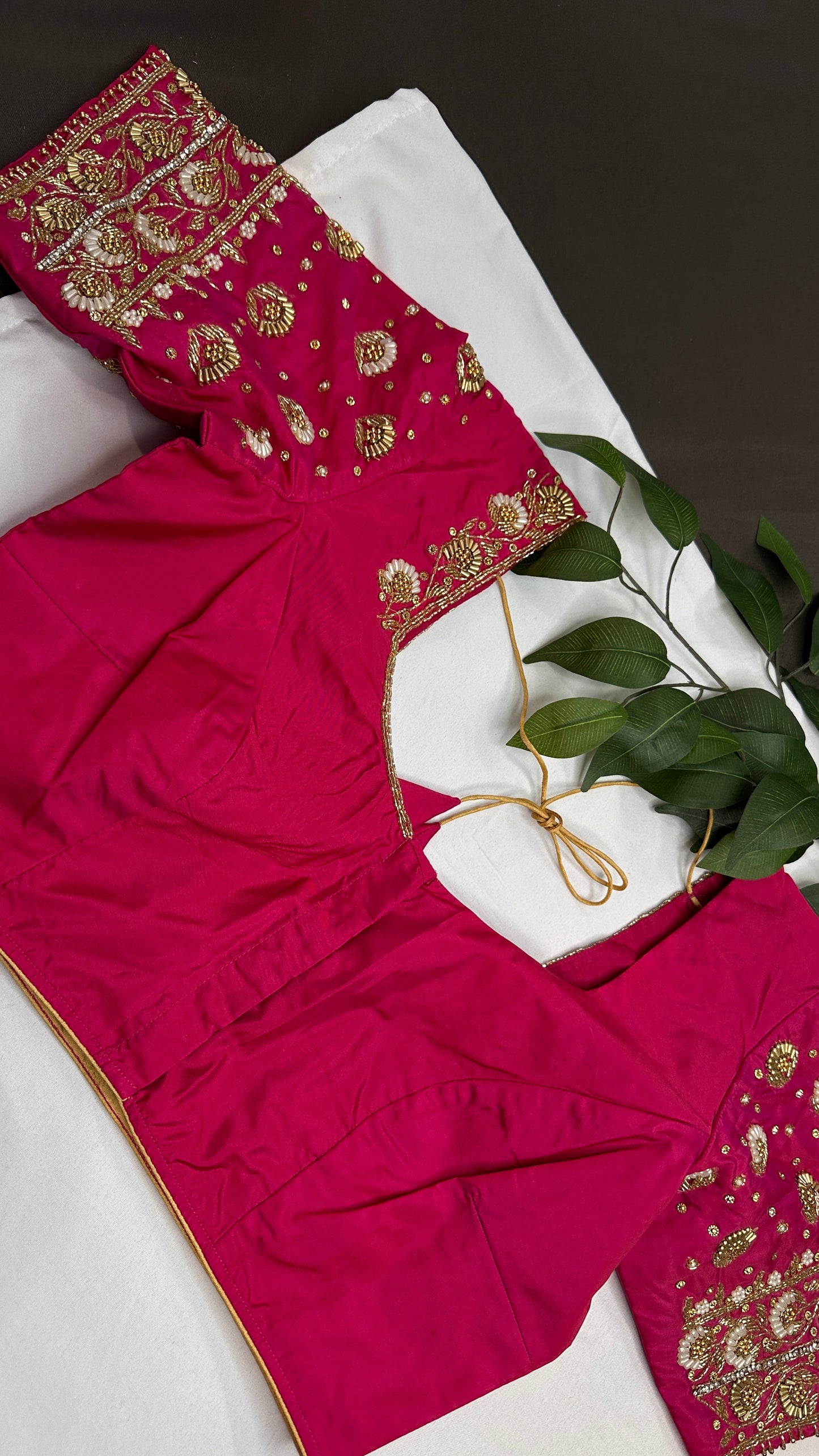 Pink Pearl Kardana Silk Maggam Aari Blouse - 