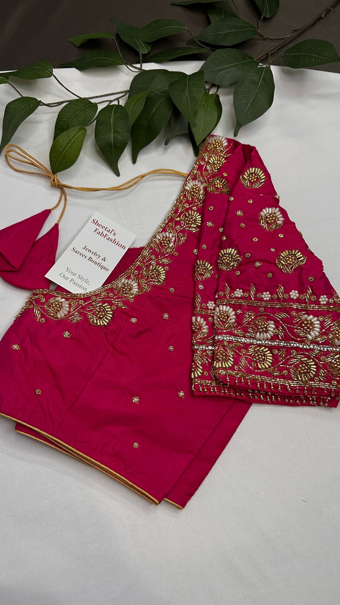 Pink Pearl Kardana Silk Maggam Aari Blouse - 