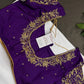 Purple Kardana Silk Maggam Aari Blouse - 