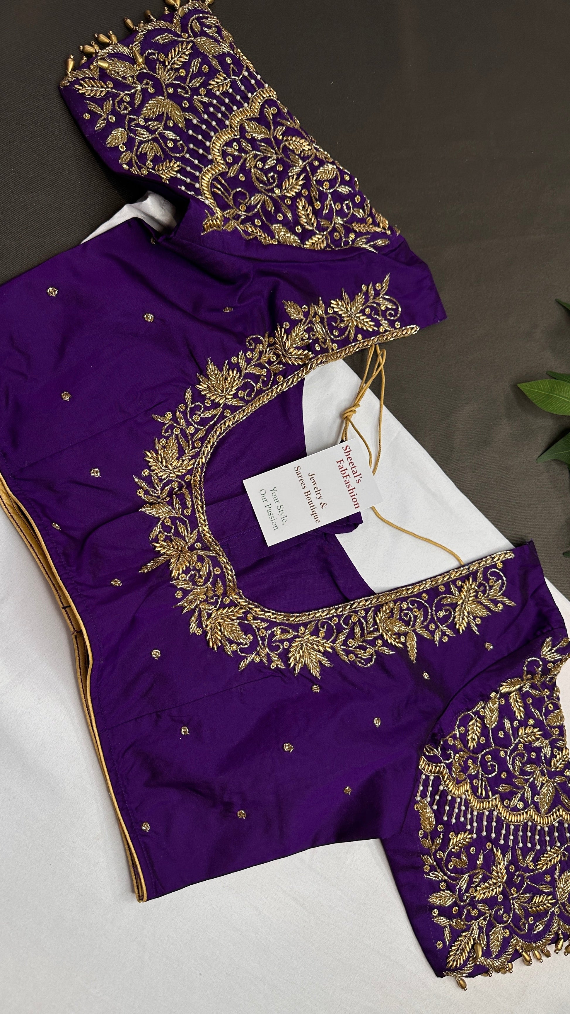 Purple Kardana Silk Maggam Aari Blouse - 