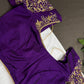 Purple Kardana Silk Maggam Aari Blouse - 