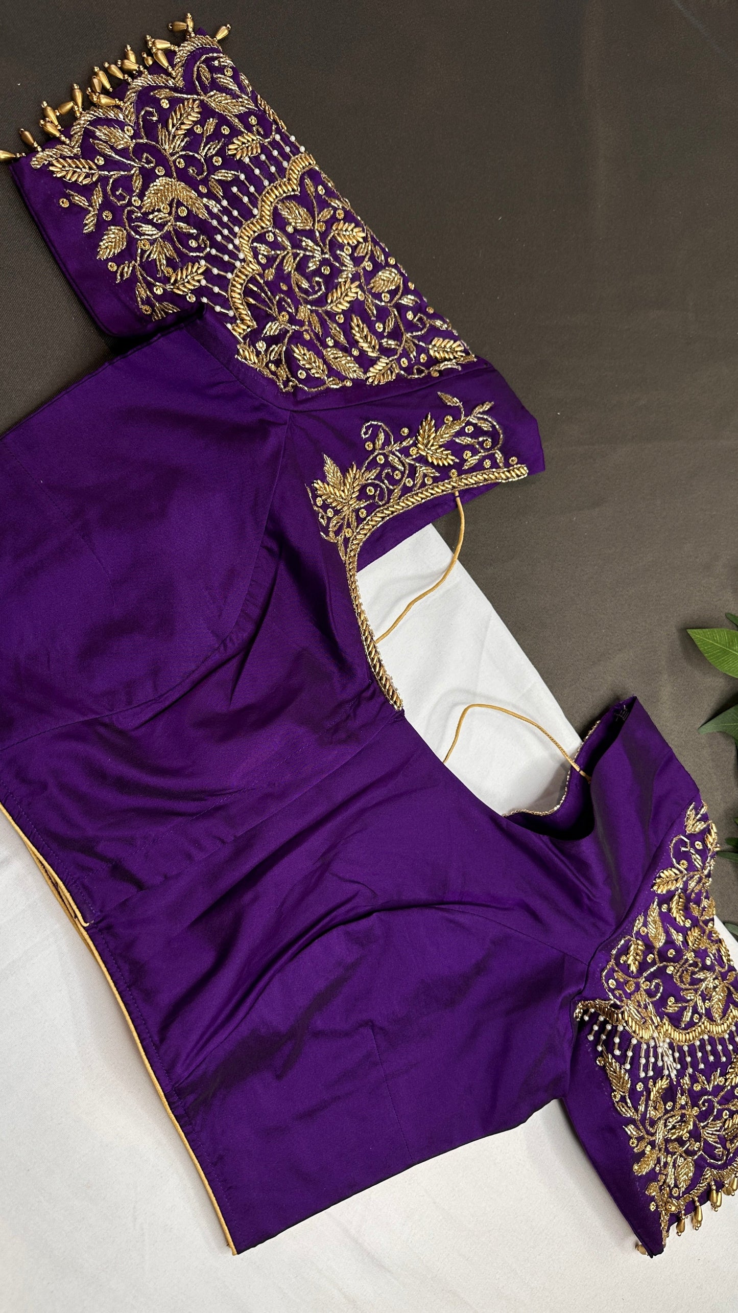 Purple Kardana Silk Maggam Aari Blouse - 