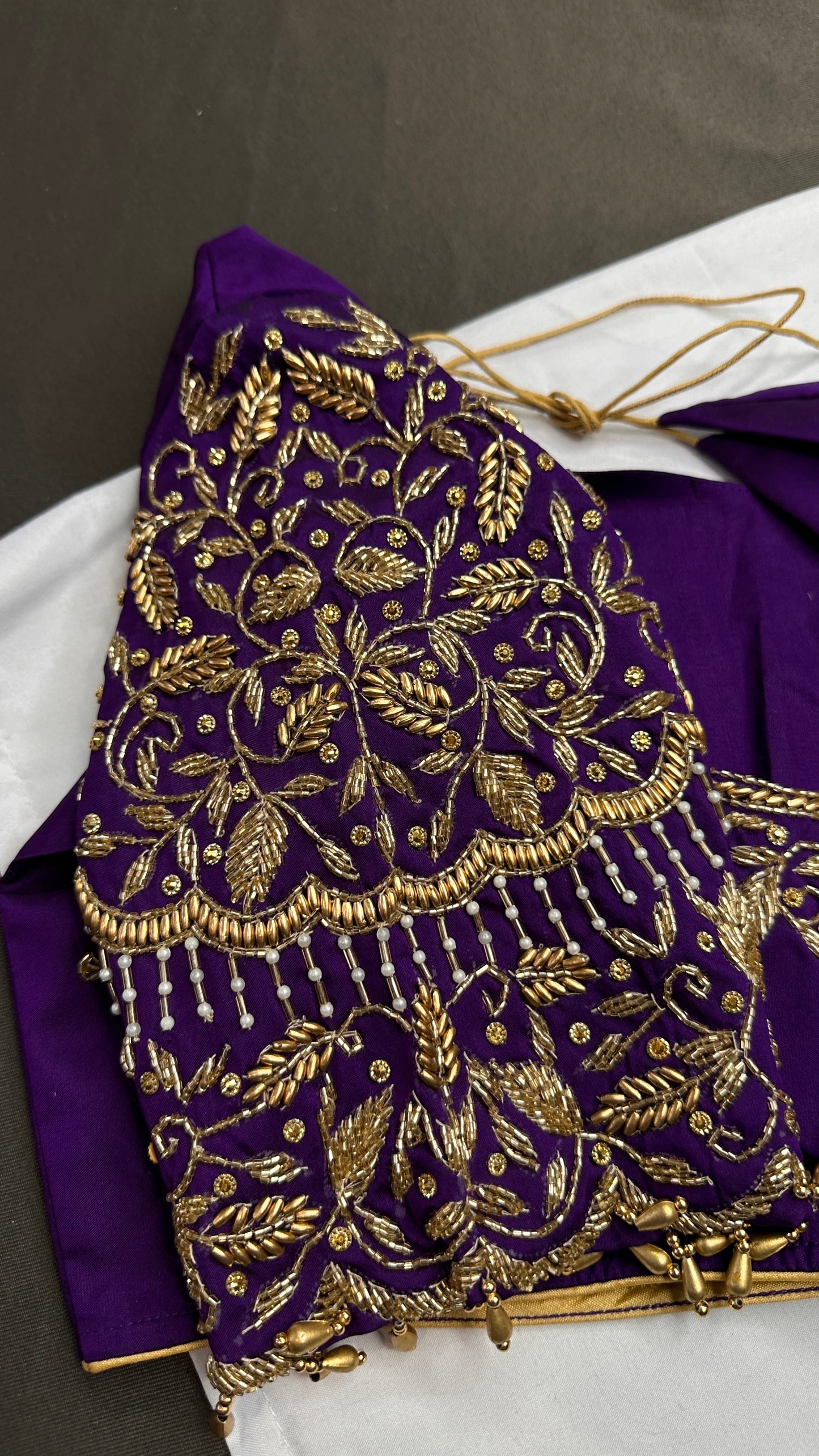 Purple Kardana Silk Maggam Aari Blouse - 