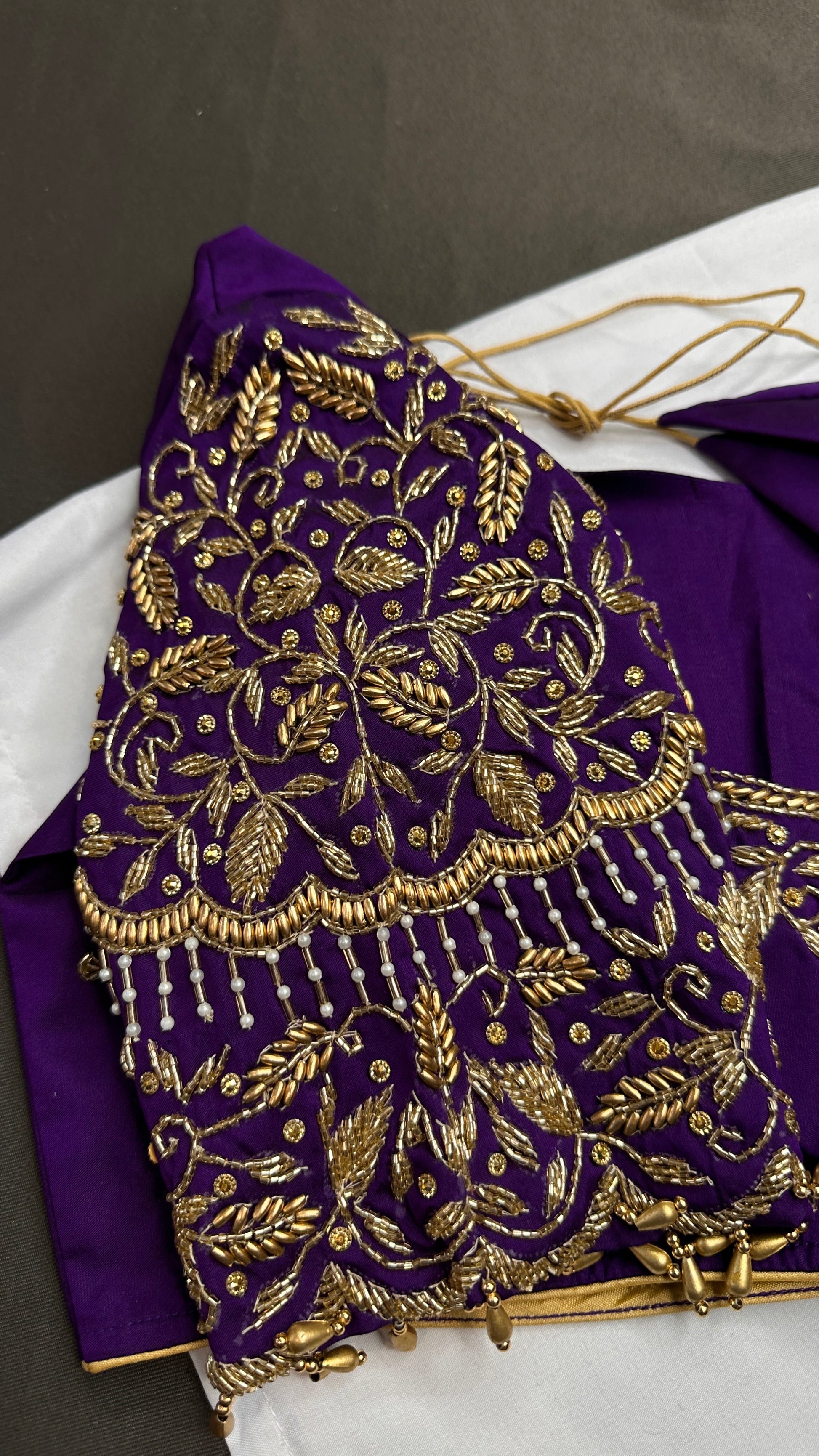 Purple Kardana Silk Maggam Aari Blouse - 
